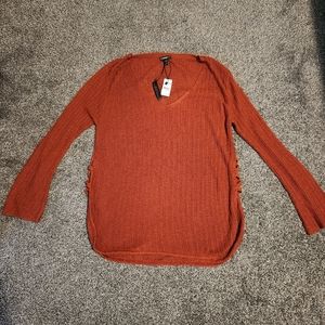 EXPRESS Women Light Weight Knitted Sweater Orange